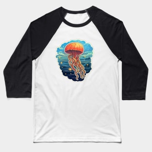 Orange sticker jellyfish artwork Baseball T-Shirt